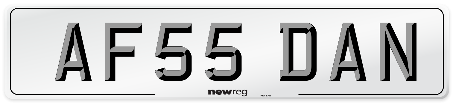 AF55 DAN Number Plate from New Reg